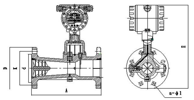 dn100旋進(jìn)旋渦流量計(jì)外形圖