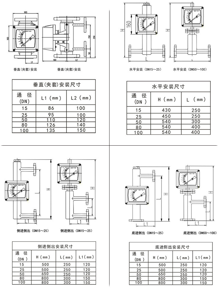 腐蝕性氣體流量計(jì)安裝尺寸圖