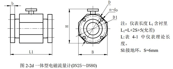 電磁式流量計外形尺寸圖二